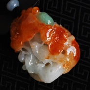 糯冰种三彩缅甸翡翠“富贵花开”挂件