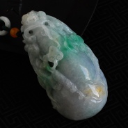 细糯种三彩缅甸翡翠福禄寿把玩