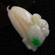 细糯种白底青缅甸翡翠白菜挂件