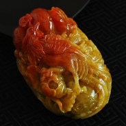细糯种红黄翡缅甸翡翠“有凤来仪”手玩件