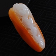 细糯种红黄翡缅甸翡翠龙凤挂件