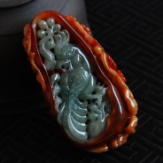细糯种三彩缅甸翡翠鹦鹉挂件