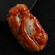 糯冰种红黄翡缅甸翡翠“富贵鹦鹉”挂件