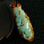 糯冰种?翡晴水缅甸翡翠草龙挂件