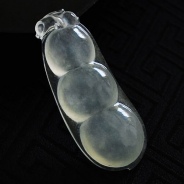 玻璃种缅甸翡翠四季财豆挂件