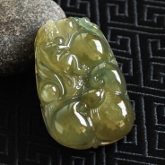 冰种黄翡缅甸翡翠如意寿挂件