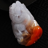 细糯种红翡紫罗兰缅甸翡翠龙行如意挂件