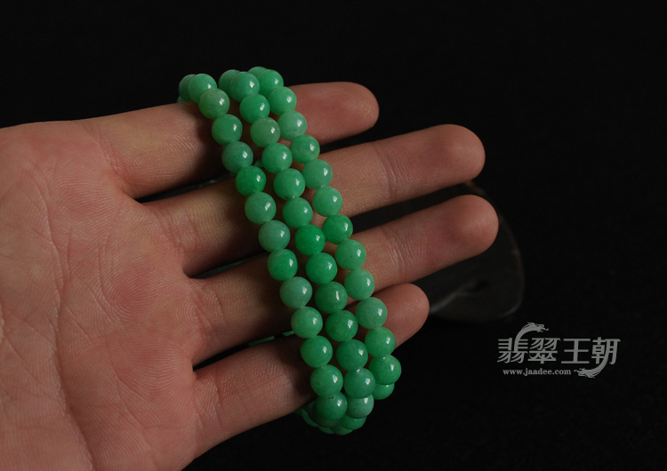 细糯种翠色缅甸翡翠圆珠项链