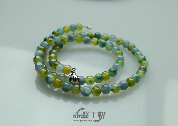 冰种三彩缅甸翡翠项链