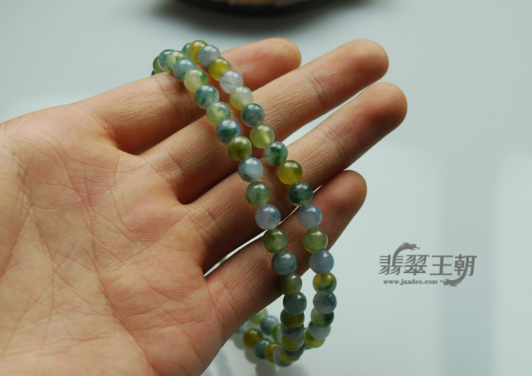 冰种三彩缅甸翡翠项链