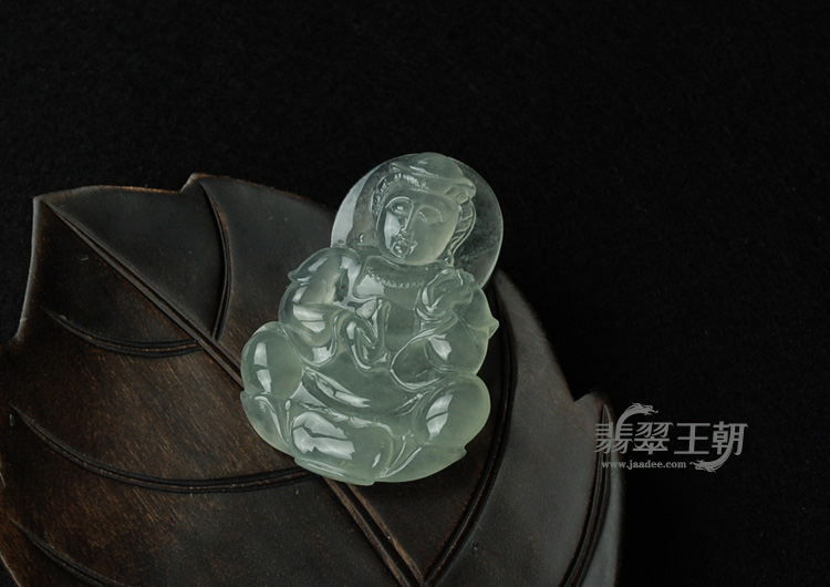冰种缅甸翡翠观音挂件