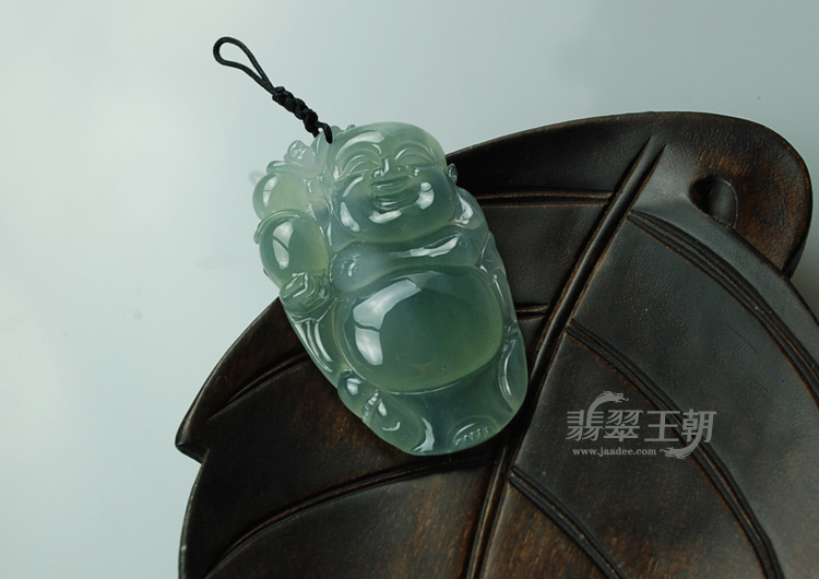 冰种晴水缅甸翡翠逍遥佛挂件