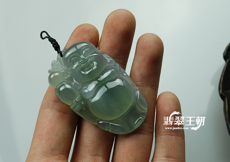 冰种晴水缅甸翡翠逍遥佛挂件