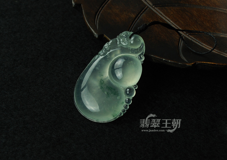 玻璃种飘花缅甸翡翠福禄寿挂件