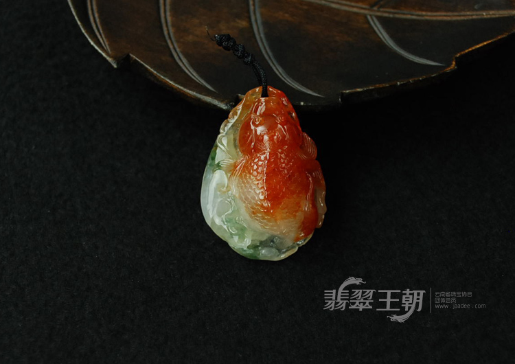 冰种红翡飘花缅甸翡翠金鱼满堂挂件