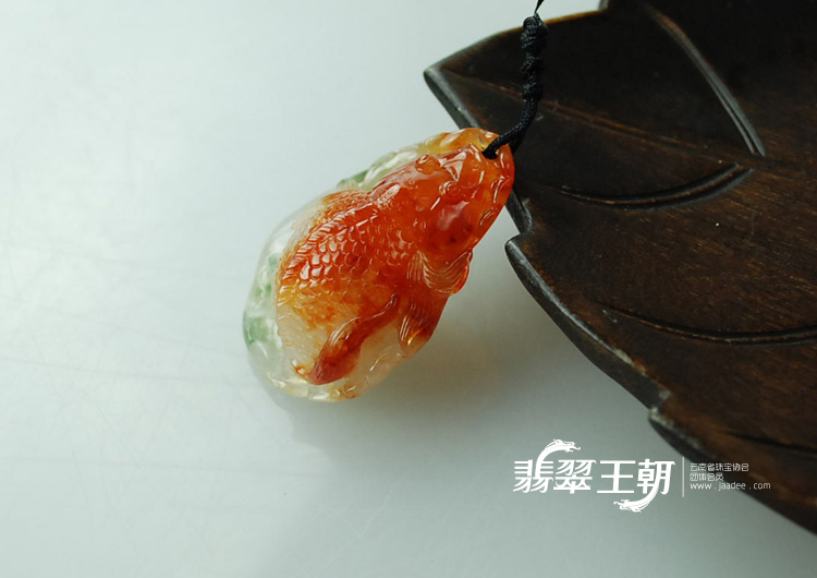 冰种红翡飘花缅甸翡翠金鱼满堂挂件