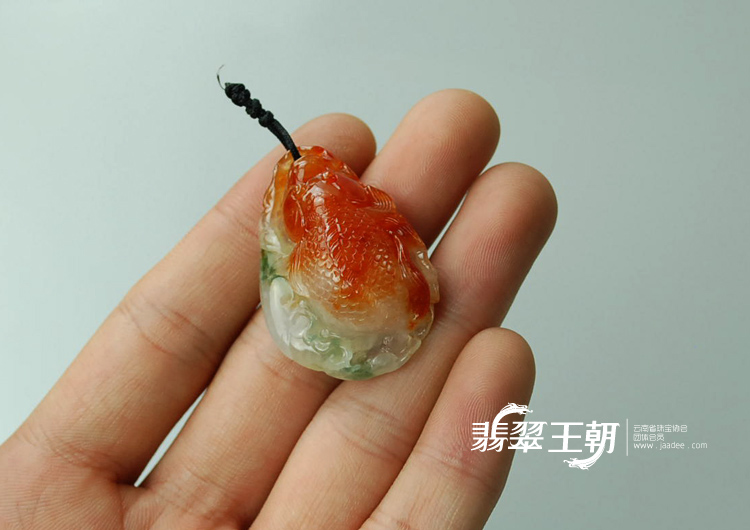 冰种红翡飘花缅甸翡翠金鱼满堂挂件