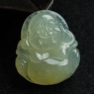 冰种翡色缅甸翡翠笑佛挂件