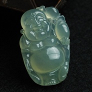 冰种晴水缅甸翡翠站佛挂件