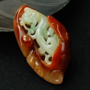 糯冰种三彩缅甸翡翠仿古龙凤挂件
