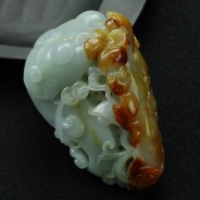 细糯种红黄翡缅甸翡翠“福寿连钱”手玩件