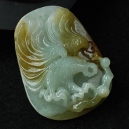 糯冰种黄翡缅甸翡翠“大展鸿图”挂件