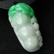 细糯种翠色缅甸翡翠如意四季豆挂件