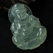 冰种缅甸翡翠观音挂件