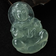 冰种缅甸翡翠观音挂件