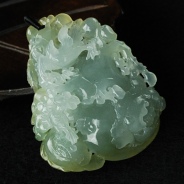 冰种黄翡缅甸翡翠“双喜临门”挂件