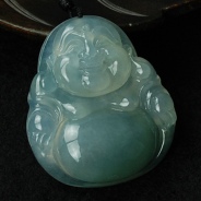 冰种晴水缅甸翡翠笑佛挂件