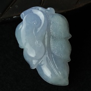 糯冰种紫罗兰缅甸翡翠如意叶子挂件
