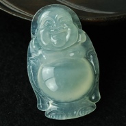 冰玻种晴水缅甸翡翠站佛挂件