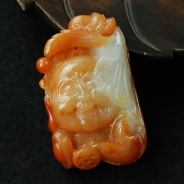糯冰种红翡缅甸翡翠佛头挂件