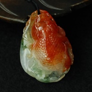 冰种红翡飘花缅甸翡翠金鱼满堂挂件