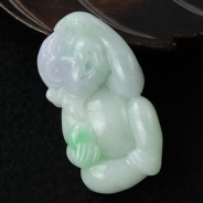 细糯种春带彩缅甸翡翠生肖猴挂件