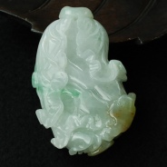 糯冰种飘翠缅甸翡翠白菜挂件