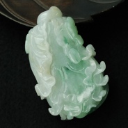 糯冰种飘翠缅甸翡翠白菜挂件