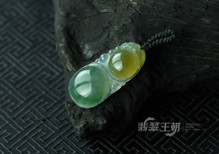 冰种黄加蓝缅甸翡翠福禄寿挂件