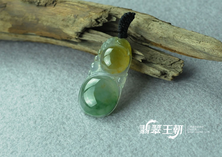 冰种黄加蓝缅甸翡翠福禄寿挂件