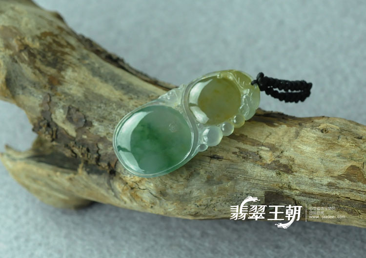 冰种黄加蓝缅甸翡翠福禄寿挂件