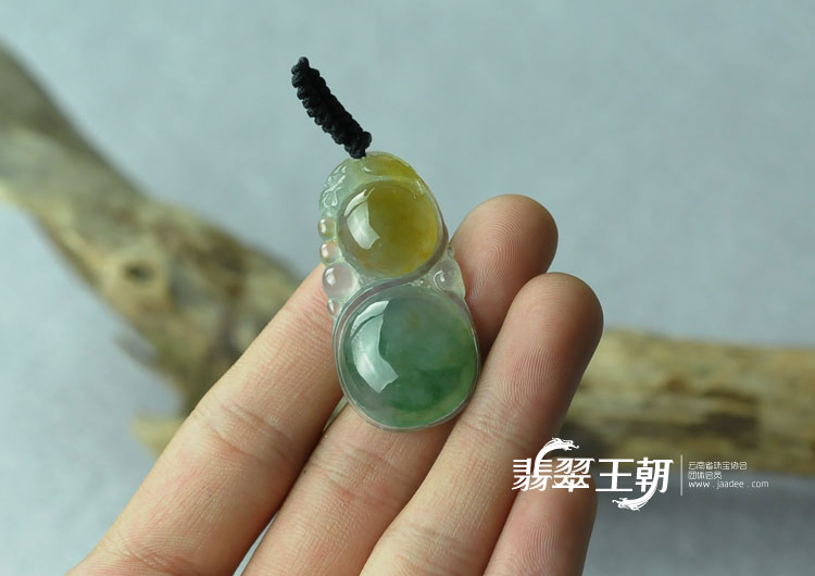 冰种黄加蓝缅甸翡翠福禄寿挂件