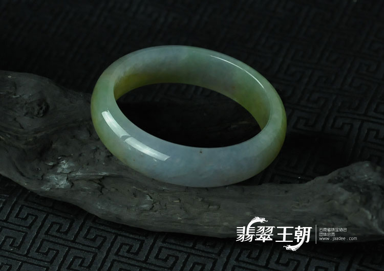 糯冰种黄翡紫罗兰缅甸翡翠手镯（57.3）