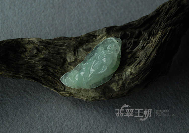 冰种蓝晴水缅甸翡翠金钱貔貅挂件