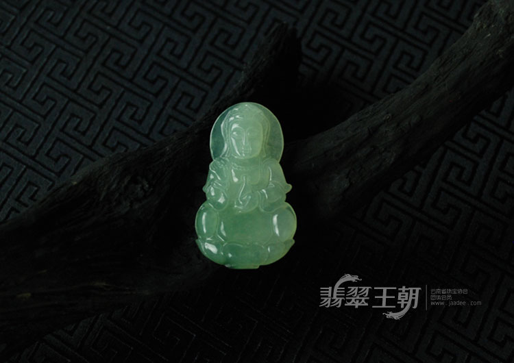 冰种晴水缅甸翡翠观音挂件