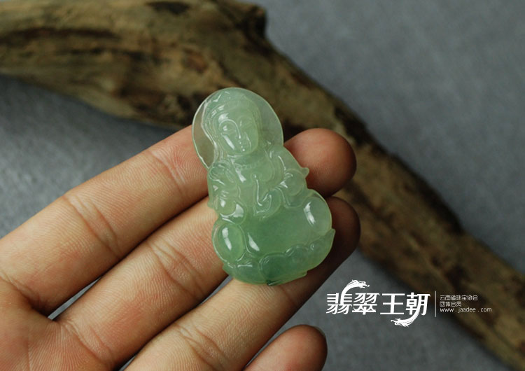 冰种晴水缅甸翡翠观音挂件