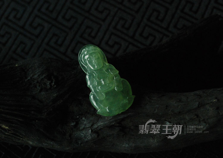 冰种晴水缅甸翡翠观音挂件