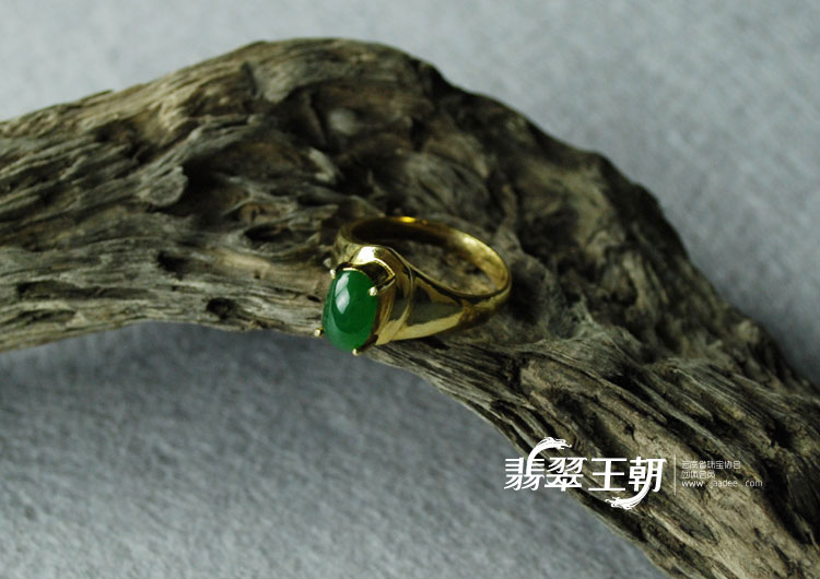糯冰种阳绿缅甸翡翠满绿戒面