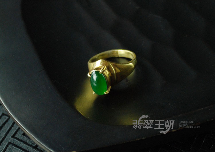 冰种阳绿缅甸翡翠满绿戒面