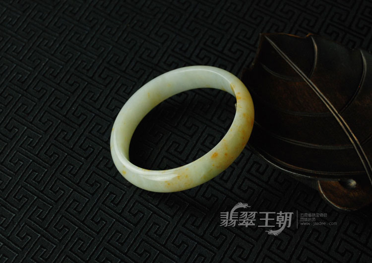 糯冰种飘红翡缅甸翡翠富贵花开手镯（60.7）